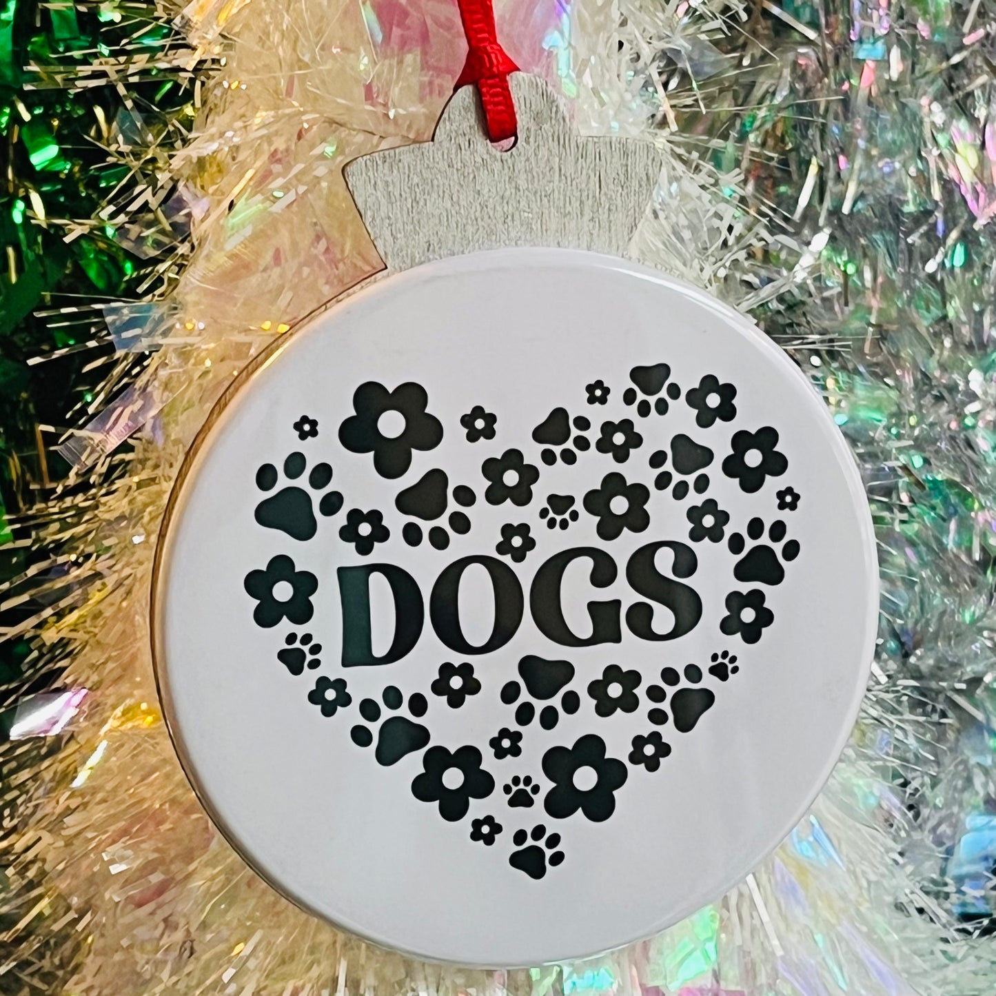 DOG PAW HEART CHRISTMAS ORNAMENT