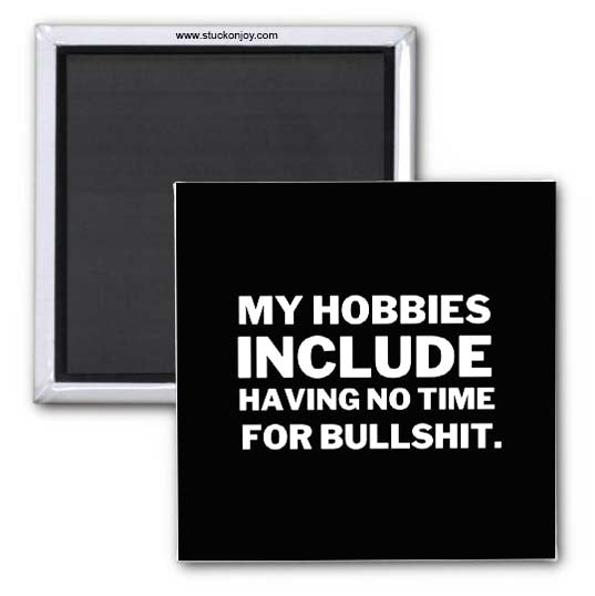 MY HOBBIES INCLUDE...NO B*LLSHIT 2x2 MAGNET