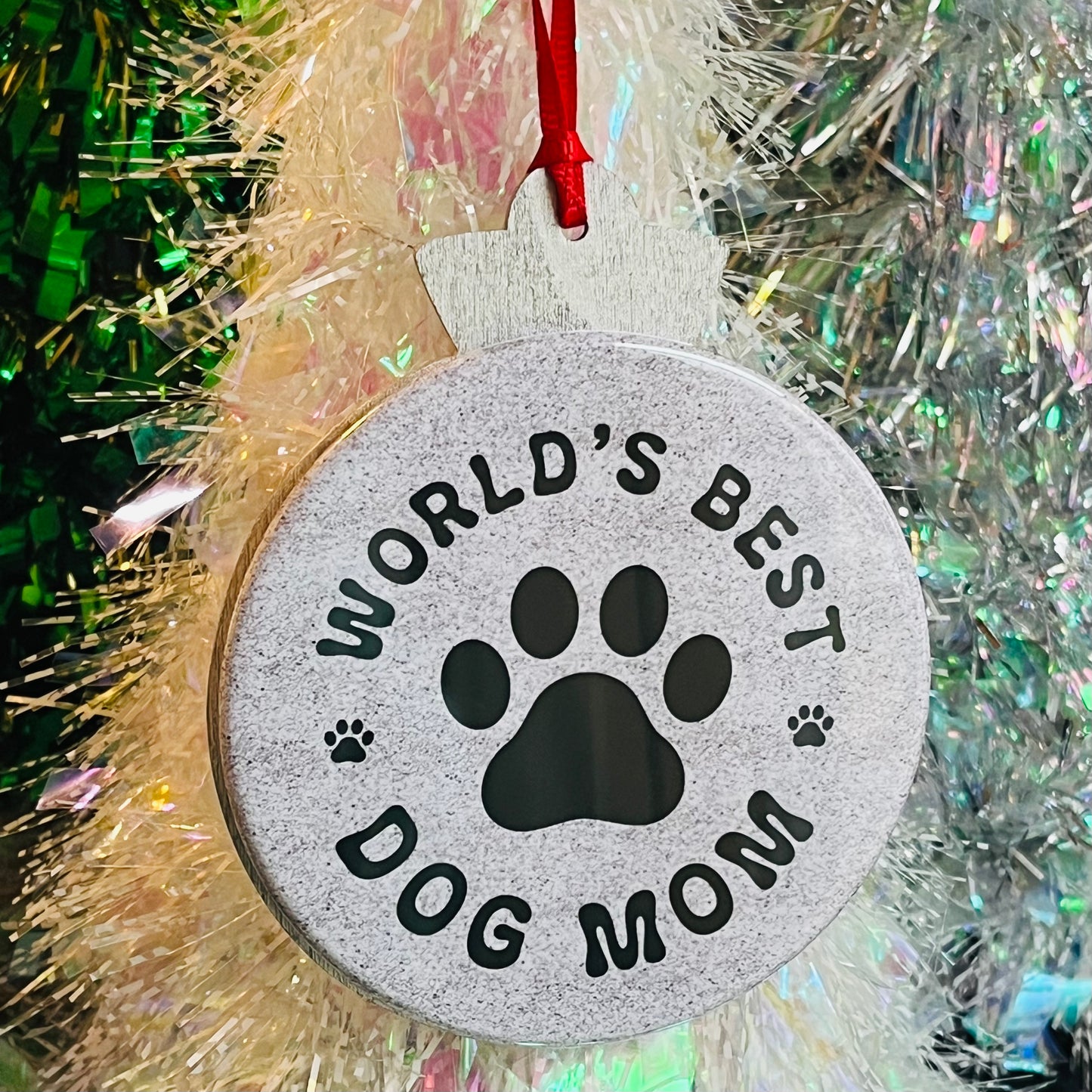 WORLD'S BEST DOG MOM CHRISTMAS ORNAMENT