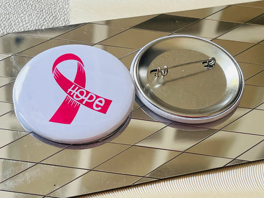 HOPE RIBBON - BREAST CANCER AWARENESS 2.25" PINBACK BUTTON