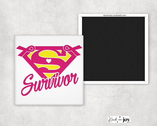 SUPERWOMAN SURVIVOR - BREAST CANCER AWARENESS MAGNET