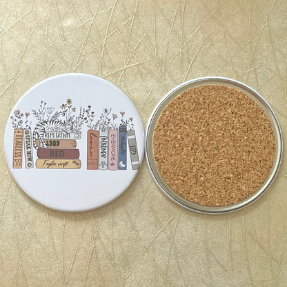 ERA' S BOOKS & CAT ART 3.5" BUTTON COASTER