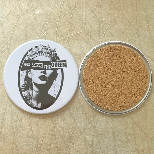 TAYLOR SWIFT "GOD SAVE THE QUEEN" 3.5" BUTTON COASTER