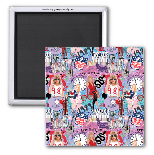 TAYLOR SWIFT ART COLLAGE 2x2 SQUARE MAGNET