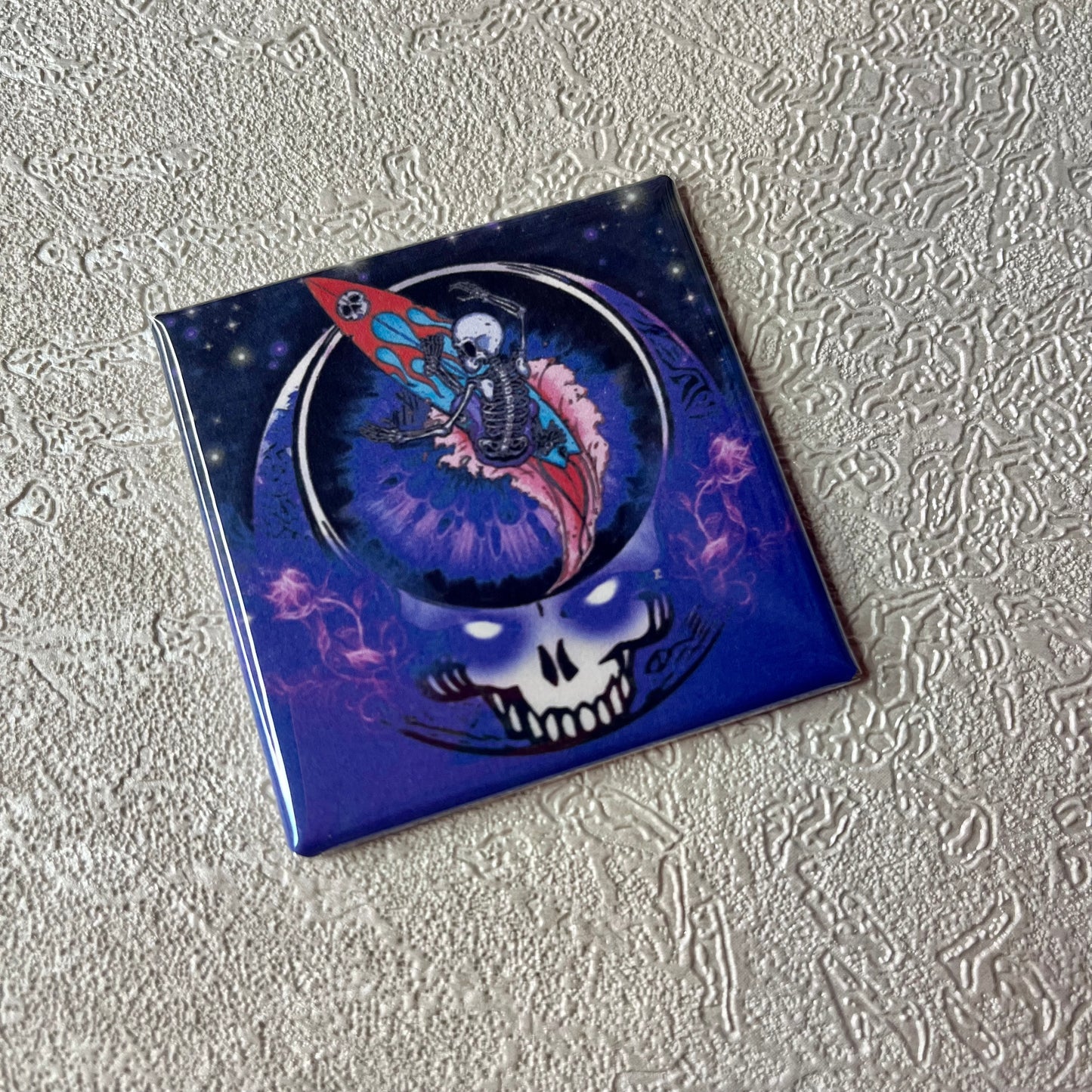 Grateful Dead Surfboard Skull 2x2 Magnet