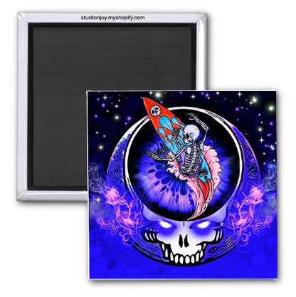 Grateful Dead Surfboard Skull 2x2 Magnet