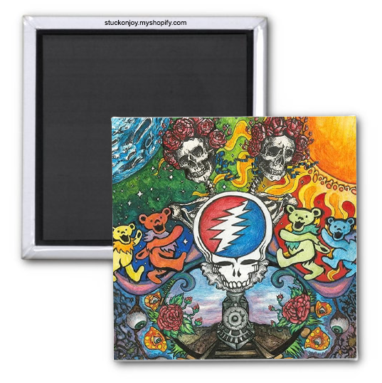 Grateful Dead SKULL & BEARS 2x2 Magnet