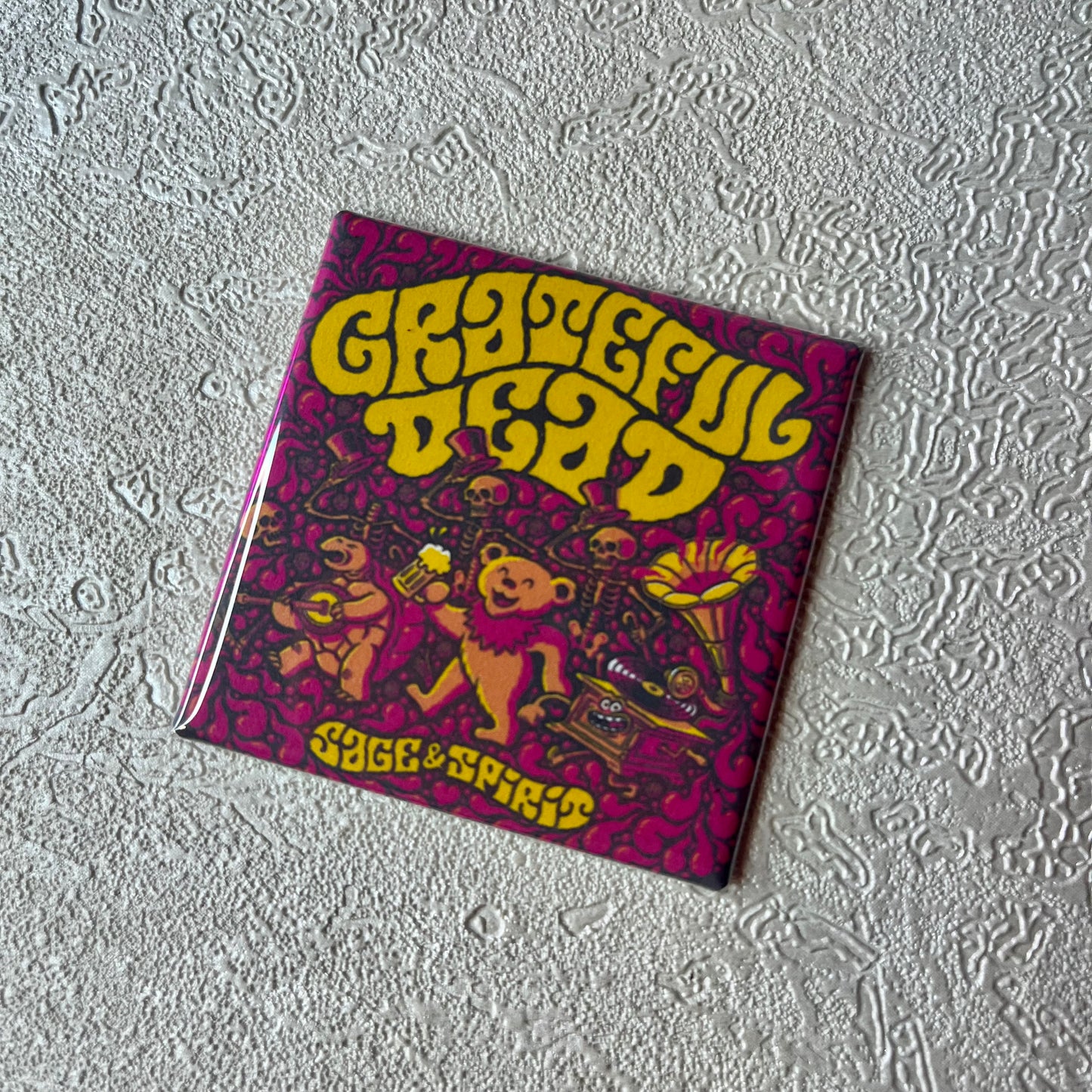 Grateful Dead MARCHING BEAR SAGE & SPIRIT 2x2 Magnet