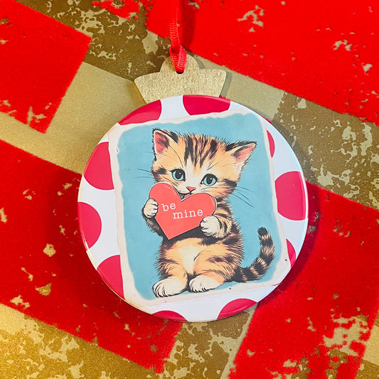 BE MINE COOL CAT - VALENTINE'S DAY ORNAMENT