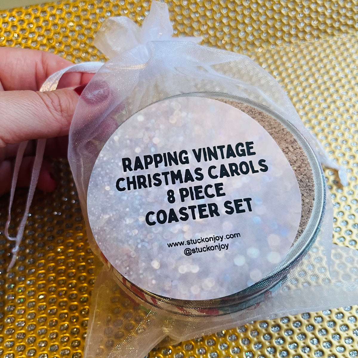 Retro Rapping Ladies Christmas Coaster Set or Individual - Decor, Fun Table set