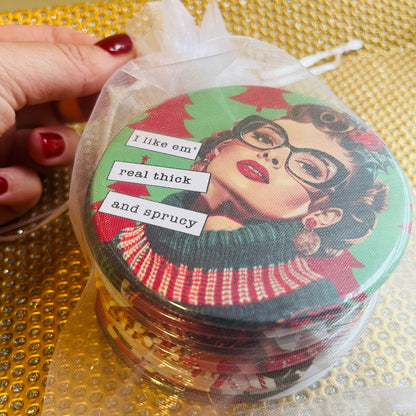 Retro Rapping Ladies Christmas Coaster Set or Individual - Decor, Fun Table set