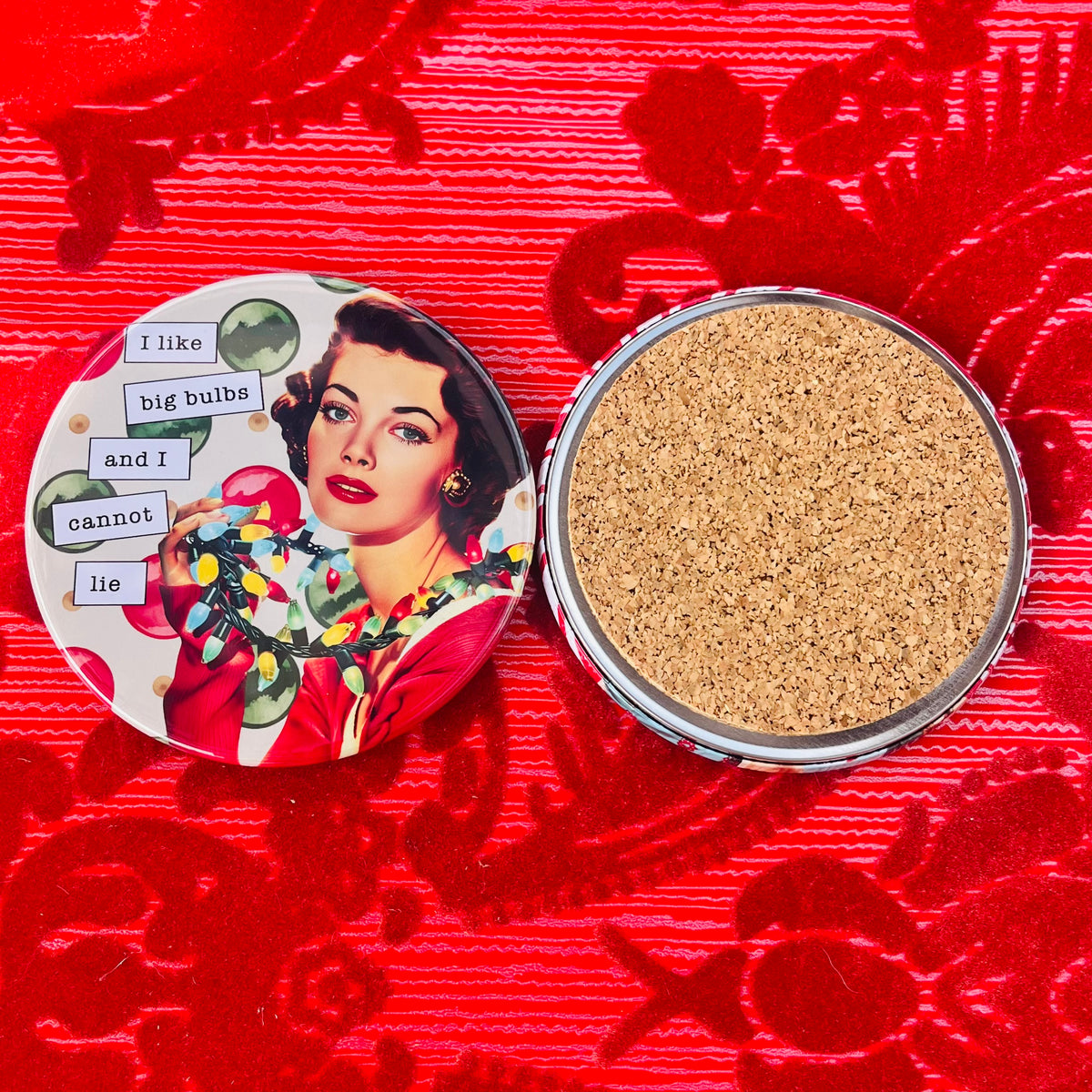 Retro Rapping Ladies Christmas Coaster Set or Individual - Decor, Fun Table set