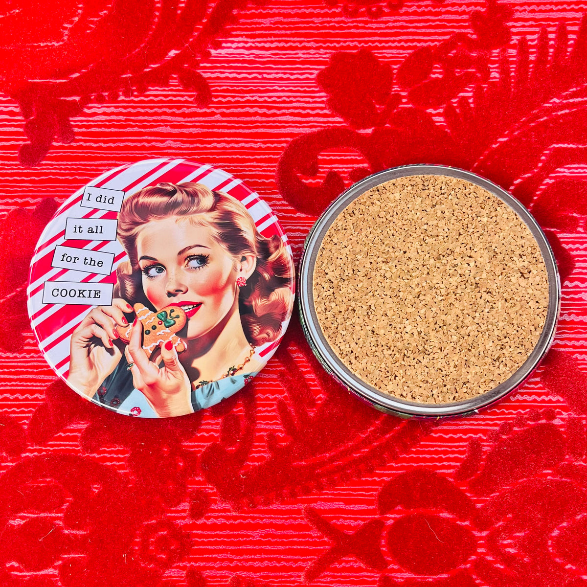Retro Rapping Ladies Christmas Coaster Set or Individual - Decor, Fun Table set