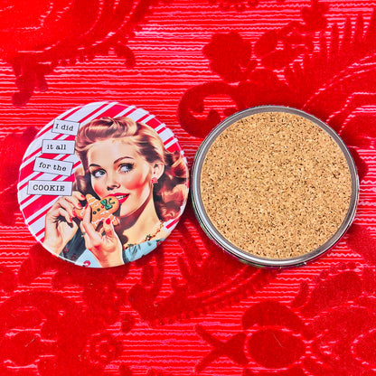 Retro Rapping Ladies Christmas Coaster Set or Individual - Decor, Fun Table set