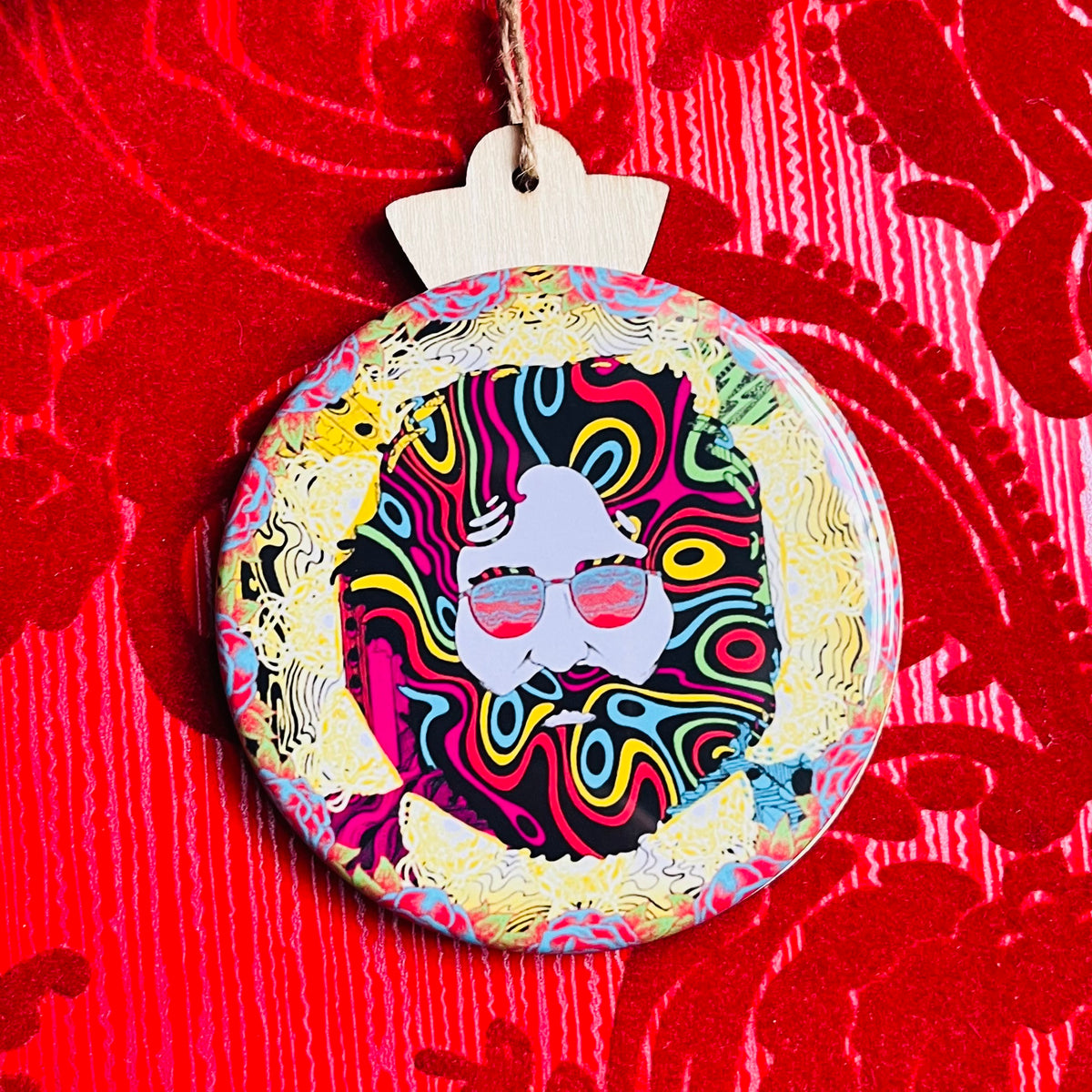 GRATEFUL DEAD JERRY GARCIA PSYCHEDELIC CHRISTMAS ORNAMENT