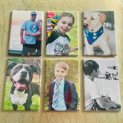 Set of 6 Custom RECTANGLE 2"x3" Personalized Photo Magnets