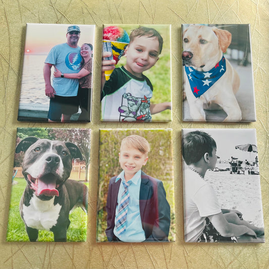 Set of 6 Custom RECTANGLE 2"x3" Personalized Photo Magnets