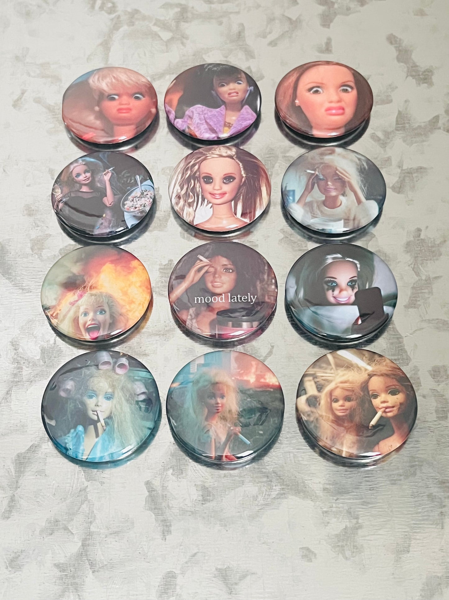 Funny Moody Doll Meme Magnet Set – Set of 12 | Snarky Fridge Magnets | Emotional Support Kitchen Decor