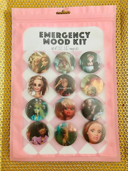 Funny Moody Doll Meme Magnet Set – Set of 12 | Snarky Fridge Magnets | Emotional Support Kitchen Decor