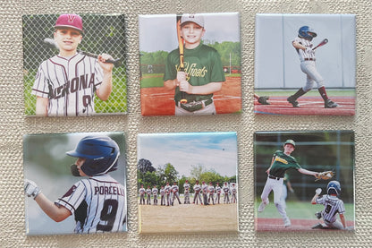 Set of 6 Custom SQUARE 2"x2" Personalized Photo Magnets