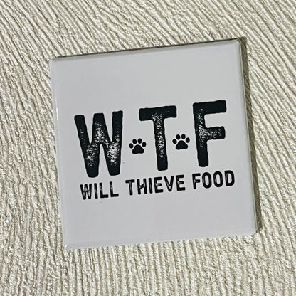 WTF, WILL THIEVE FOOD 2x2 MAGNET