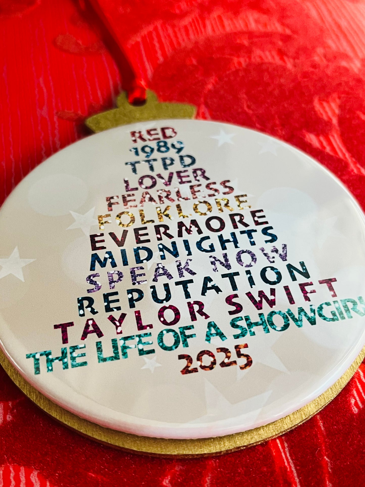THE ERAS 2025 - WOOD-BACKED BUTTON CHRISTMAS ORNAMENT