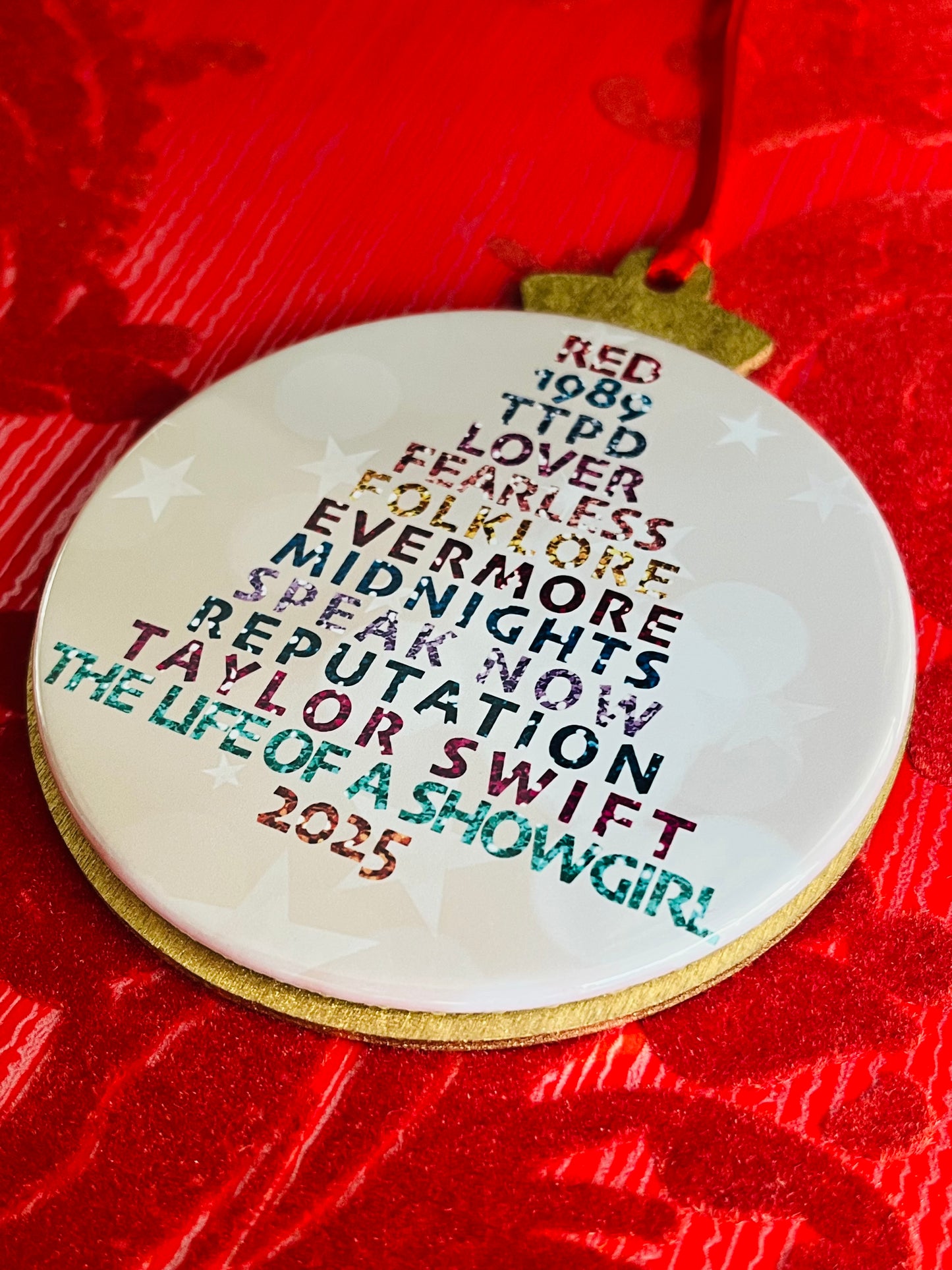 THE ERAS 2025 - WOOD-BACKED BUTTON CHRISTMAS ORNAMENT