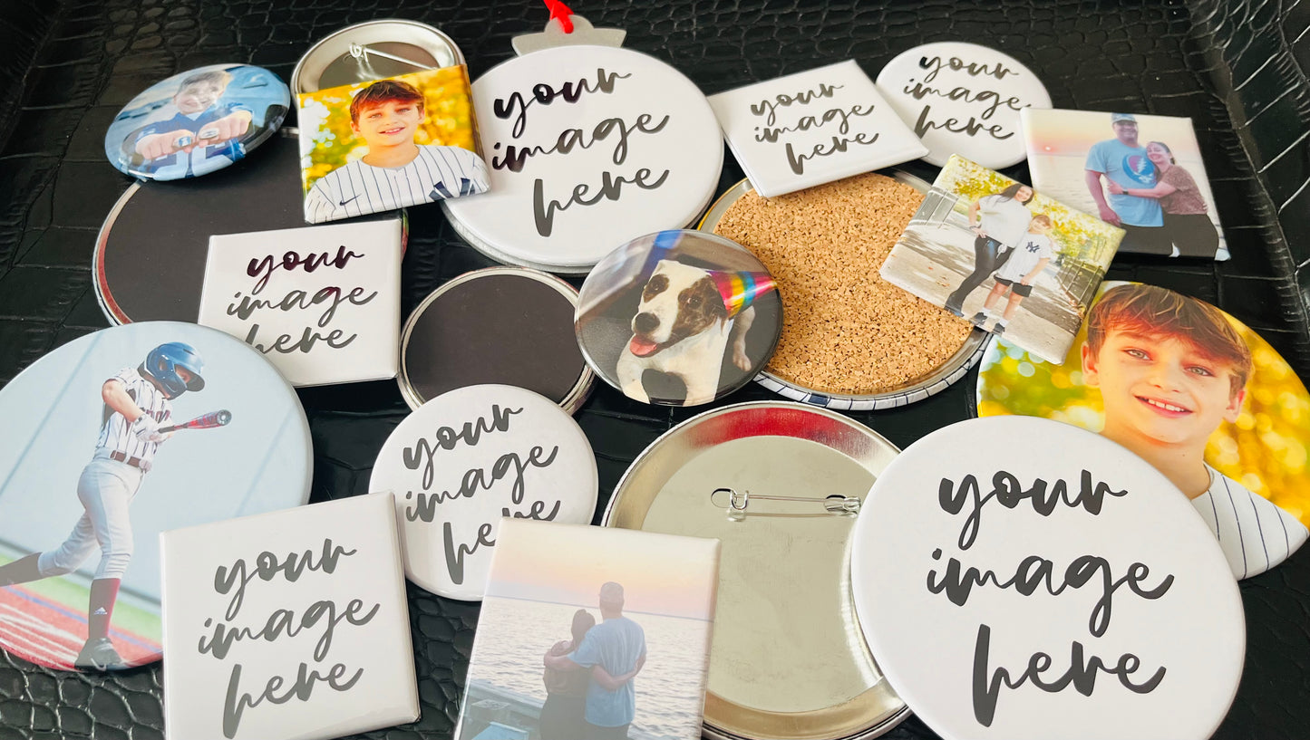 Set of (4) 3.5" Large Circle Magnets, Coasters or Buttons