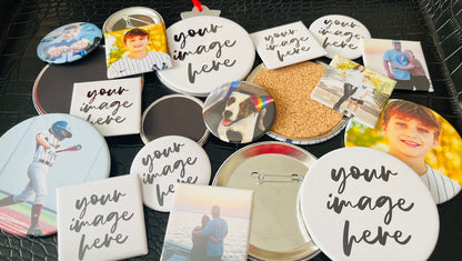 Set of (4) 3.5" Large Circle Magnets, Coasters or Buttons