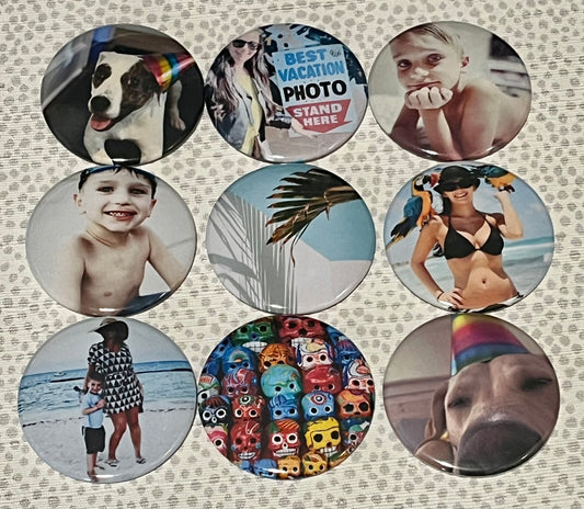 Set of (9) 2" Custom Small Round Personalized Photo Magnets