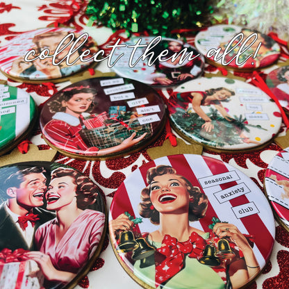 BAKING SPIRITS BRIGHT Funny 3.5” Handmade Christmas Button Ornament
