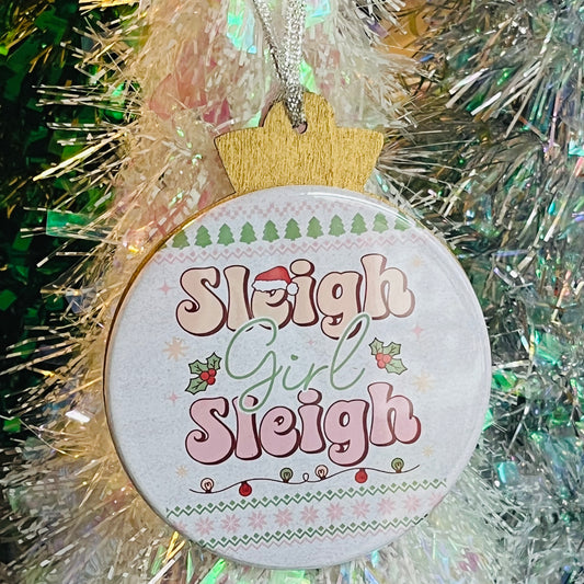 SLEIGH GIRL, SLEIGH CHRISTMAS ORNAMENT