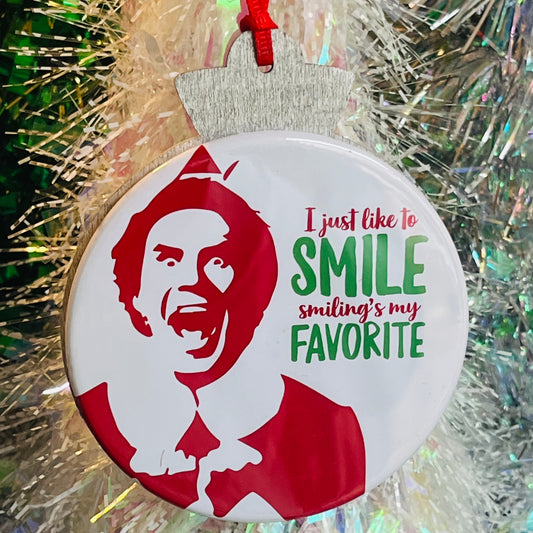SMILING'S MY FAVORITE - ELF QUOTE FUNNY CHRISTMAS ORNAMENT