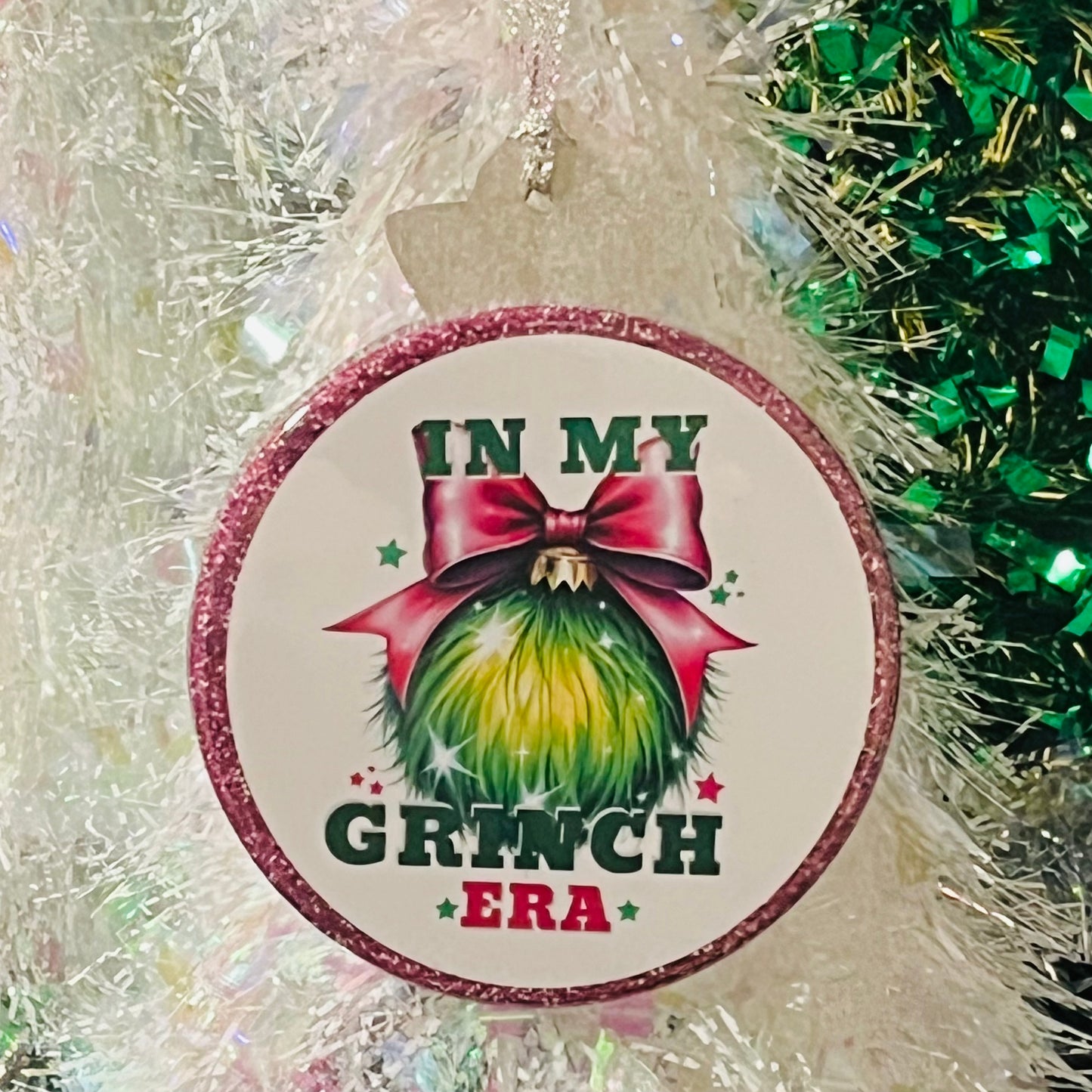 IN MY GRINCH ERA PINK CHRISTMAS TREE ORNAMENT