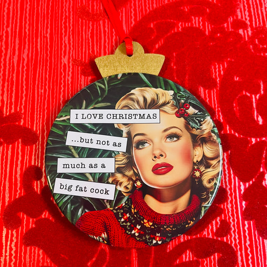 I LOVE XMAS & BIG FAT C**K - VINTAGE HOLIDAY LADIES - 'R' RATED CHRISTMAS ORNAMENT