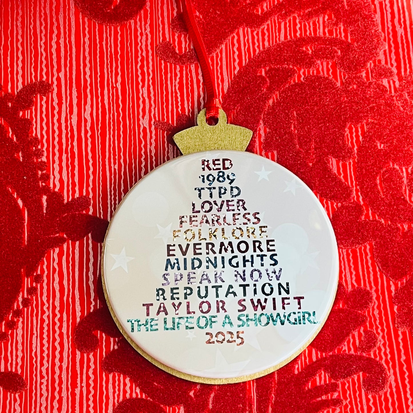 THE ERAS 2025 - WOOD-BACKED BUTTON CHRISTMAS ORNAMENT