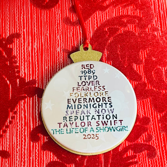 THE ERAS 2025 - WOOD-BACKED BUTTON CHRISTMAS ORNAMENT