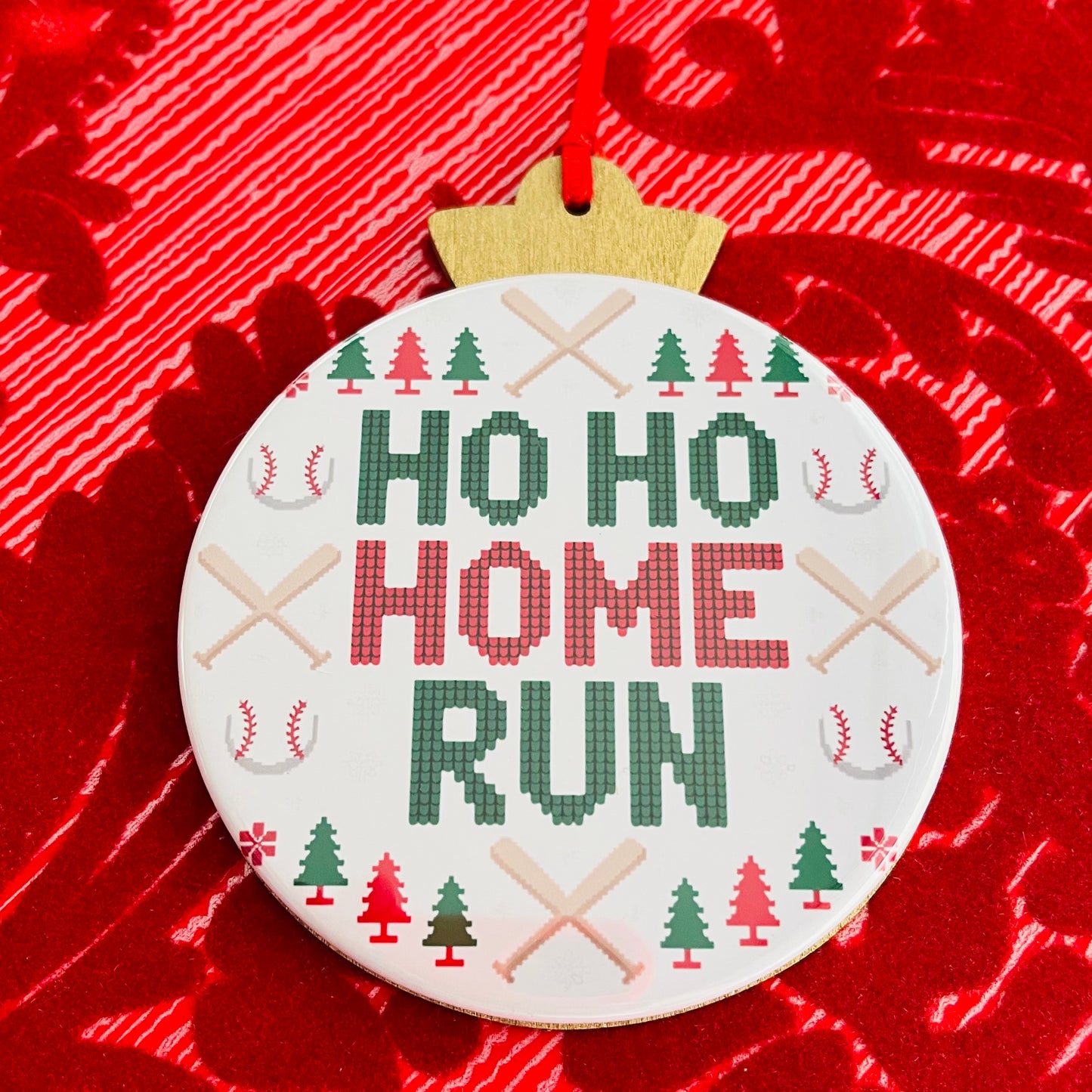 HO HO HOMERUN BASEBALL CHRISTMAS ORNAMENT