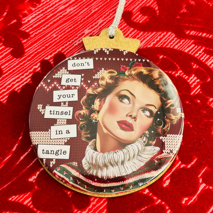 Tinsel In a Tangle - VINTAGE HOLIDAY LADIES CHRISTMAS ORNAMENT
