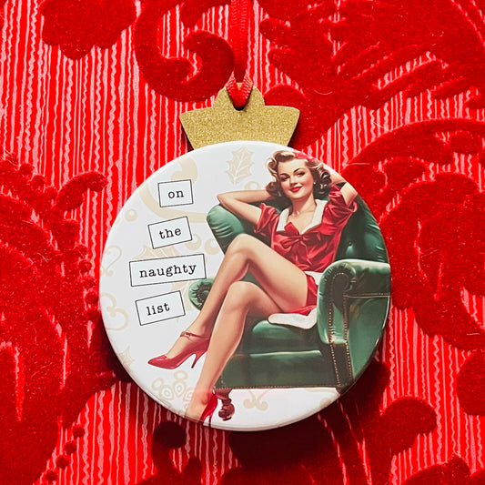ON THE NAUGHTY LIST II - VINTAGE HOLIDAY LADIES CHRISTMAS ORNAMENT
