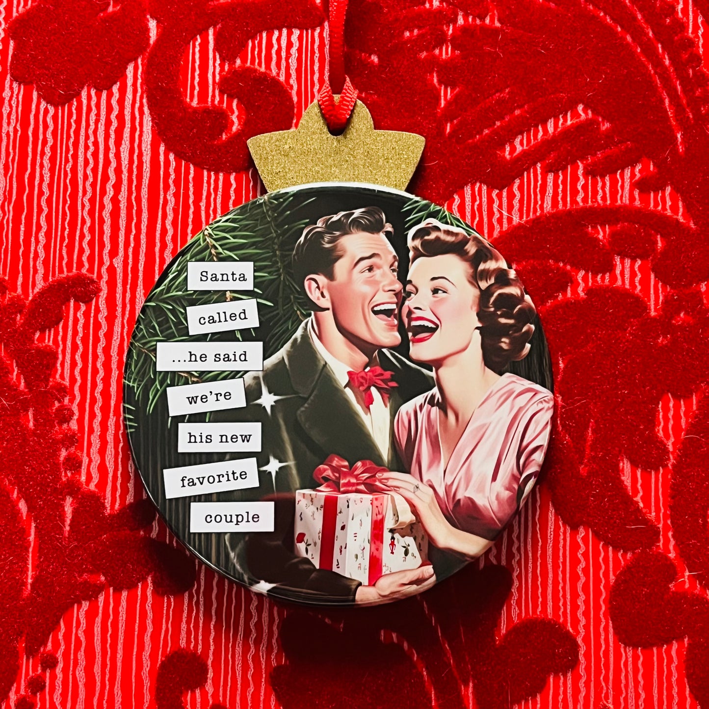 SANTA'S FAVORITE COUPLE - VINTAGE HOLIDAY LADIES CHRISTMAS ORNAMENT