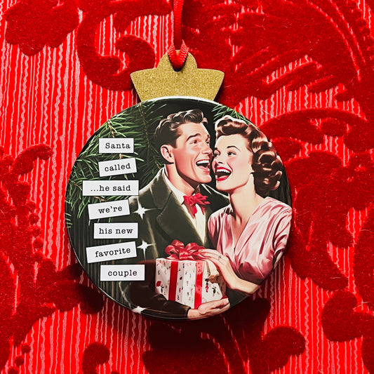 SANTA'S FAVORITE COUPLE - VINTAGE HOLIDAY LADIES CHRISTMAS ORNAMENT
