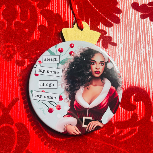 SLEIGH MY NAME, SLEIGH MY NAME - VINTAGE HOLIDAY LADIES CHRISTMAS ORNAMENT