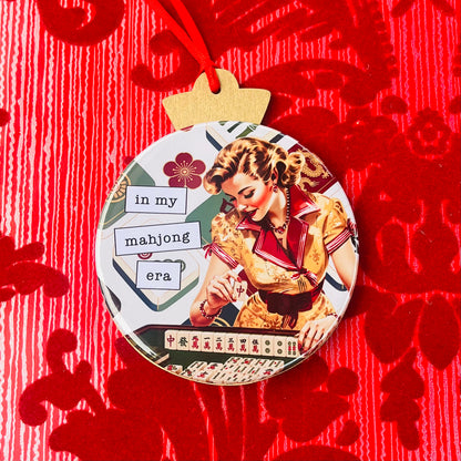 IN MY MAHJONG ERA 3.5” Handmade Christmas Button Ornament