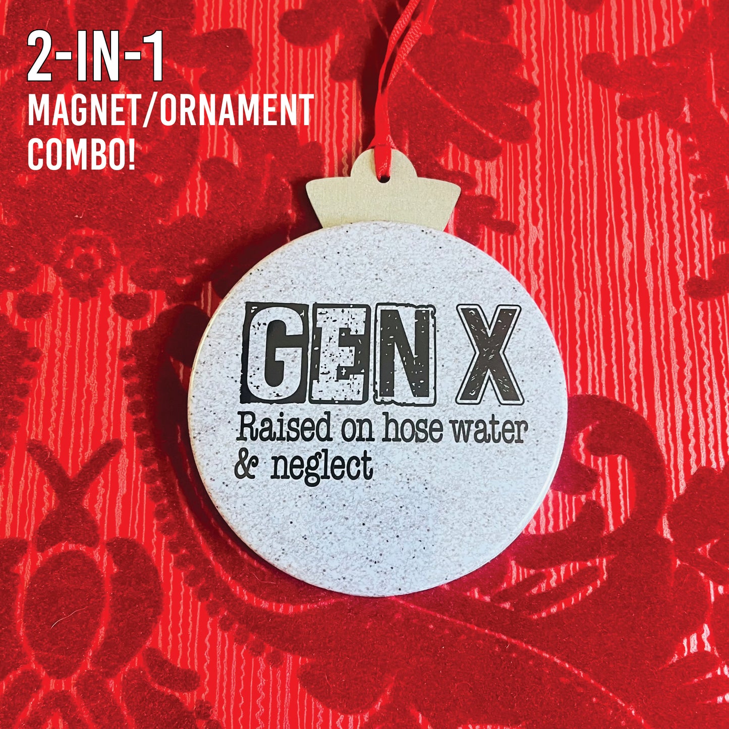 GENX NOSTALGIA 3.5” Handmade Christmas Button Ornament/Magnet Combo
