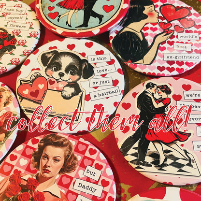 BE MINE COOL CAT - VALENTINE'S DAY MAGNET OR COASTER