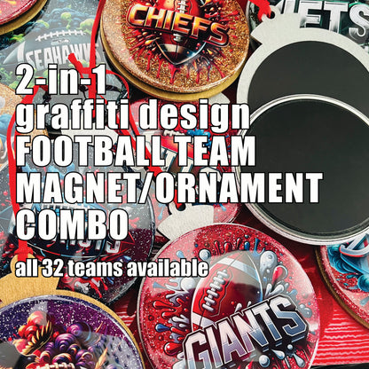 NFL Team Graffiti Art Ornament/Magnet Combo - Choose Your Team!