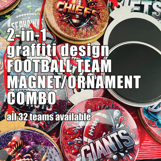 NFL Team Graffiti Art Ornament/Magnet Combo - Choose Your Team!