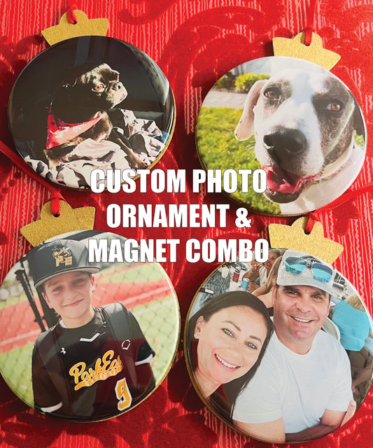 CUSTOM PHOTO ORNAMENT/MAGNET COMBO - upload your own photos!