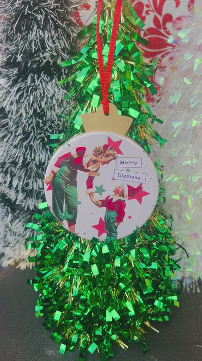 MERRY RIZZMAS Funny 3.5” Handmade Christmas Button Ornament